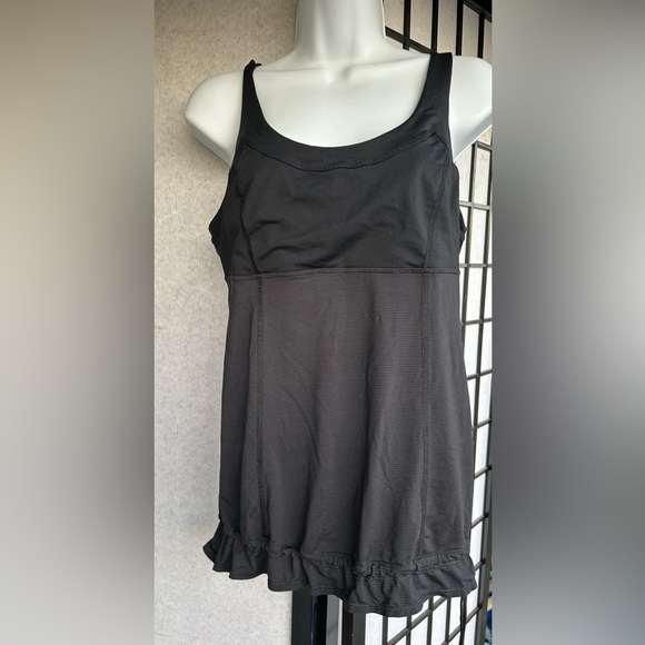 LULULEMON Ta Ta Topper Womens 8 Black Loose Tank Luxtreme Mesh Silverescent Yoga - Picture 2 of 9